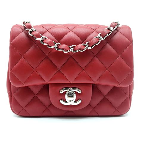 chanel mini red lambskin